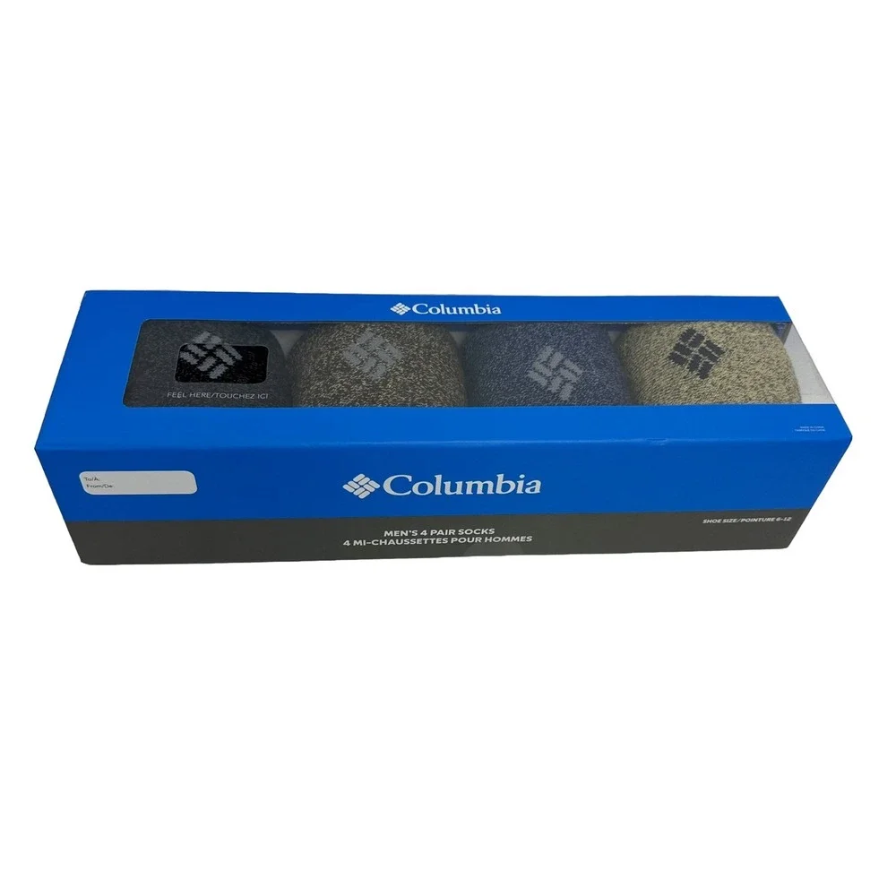 Columbia‎ Men's 4-Pairs mi-chaussettes Crew Socks RCS422MAS1 Gift Box Size 6-12